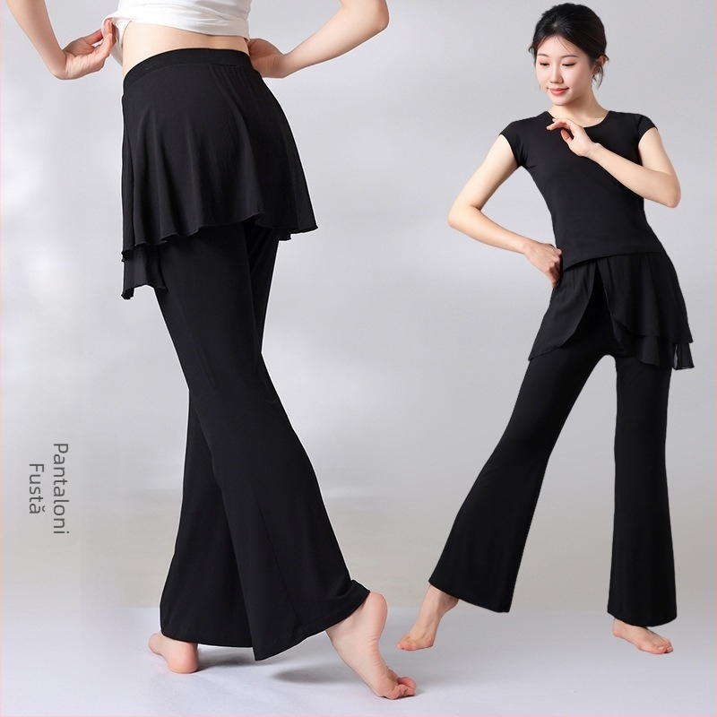 Pantaloni de dans pentru femei – croială dreaptă cu formă micro, țesătură Modal 95% (căptușeală Modal 95%), pentru toate anotimpurile, scenă, balet și dans latin