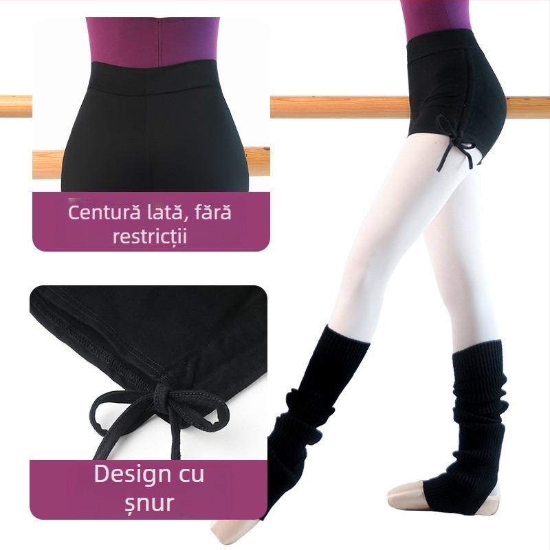 Șorturi de dans pentru antrenament, material din bumbac 95%, căptușeală din bumbac 95%, potrivite pentru dans modern, balet și dans popular