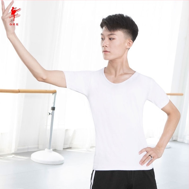 Tricou roșu de dans, mâneci scurte, pentru antrenamente de dans, model N3029