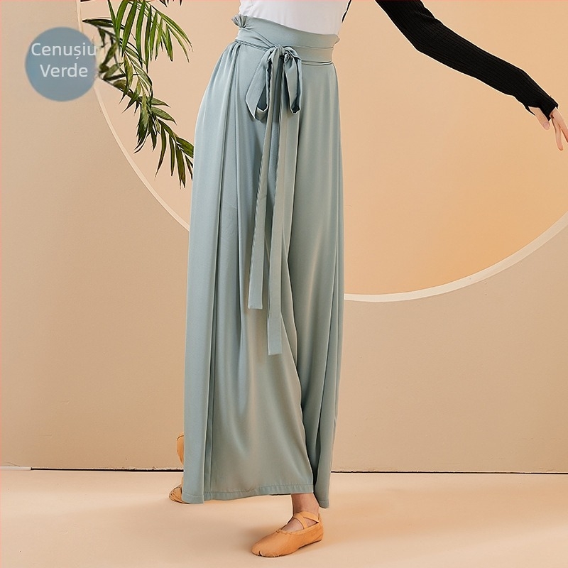 Pantaloni de dans modern pentru antrenament profesional, croială largă, voal chiffon, căptușeală 100% poliester, pentru femei adulte