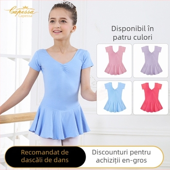 Capeisa Rochie de balet pentru copii, din bumbac, dintr-o bucată, pentru antrenament, fete, 3–8 ani (Bumbac 93%)