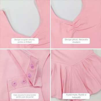Capeisa Rochie de balet pentru copii, din bumbac, dintr-o bucată, pentru antrenament, fete, 3–8 ani (Bumbac 93%)