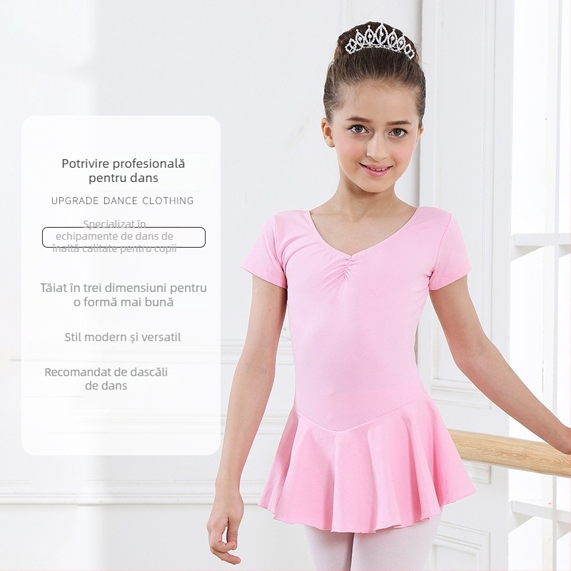 Capeisa Rochie de balet pentru copii, din bumbac, dintr-o bucată, pentru antrenament, fete, 3–8 ani (Bumbac 93%)