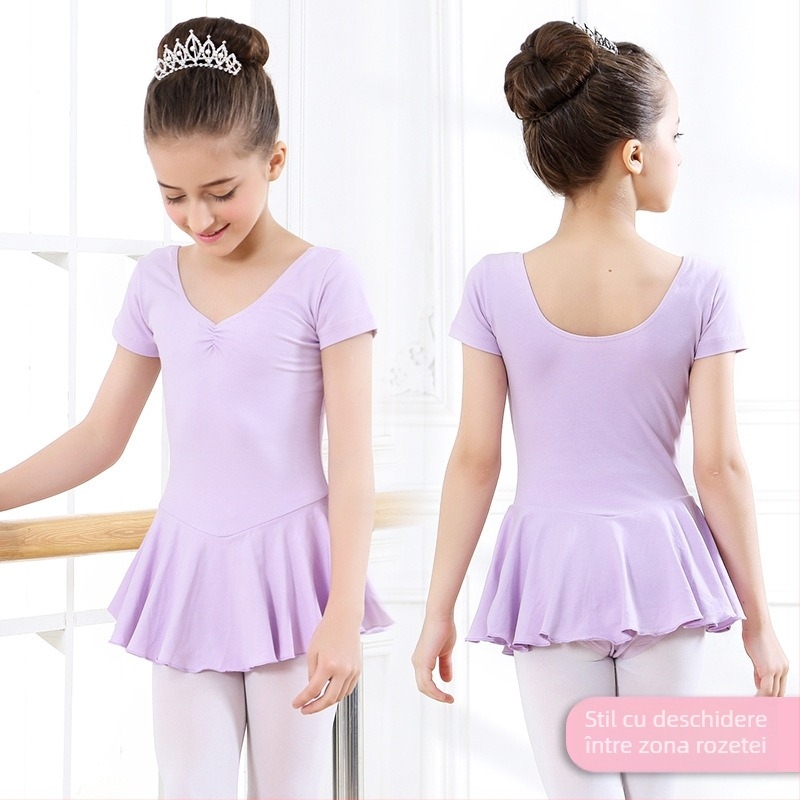 Capeisa Rochie de balet pentru copii, din bumbac, dintr-o bucată, pentru antrenament, fete, 3–8 ani (Bumbac 93%)