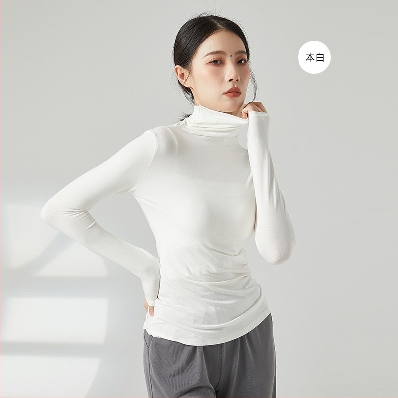 Top de dans modern cu guler înalt și mâneci lungi, croială slim, material viscoză (rayon) 93%, potrivit pentru iarnă, primăvară și toamnă