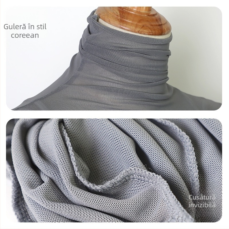 Set balet pentru femei adulte – Dans modern, guler înalt, mâneci lungi, top din plasă, 100% poliester, toamnă