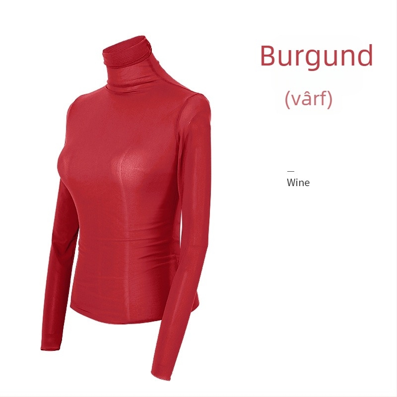 Set balet pentru femei adulte – Dans modern, guler înalt, mâneci lungi, top din plasă, 100% poliester, toamnă