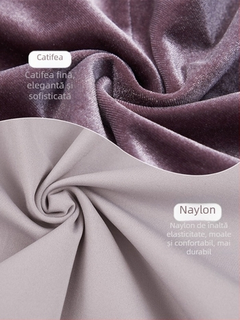 Salopetă de balet pentru adulți, mânecă lungă, design din catifea cu detaliu de picur de apă, material nylon cu căptușeală Spandex