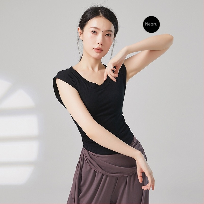 Top fără mâneci pentru dans modern, decolteu în V, țesătură viscoză 93%