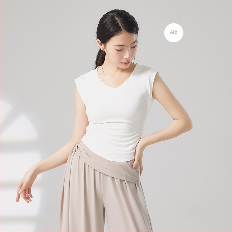 Top fără mâneci pentru dans modern, decolteu în V, țesătură viscoză 93%