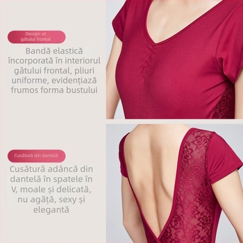 Unitard de balet pentru femei adulte, material nylon 75% cu căptușeală de nylon 80%, potrivit pentru balet și dans modern