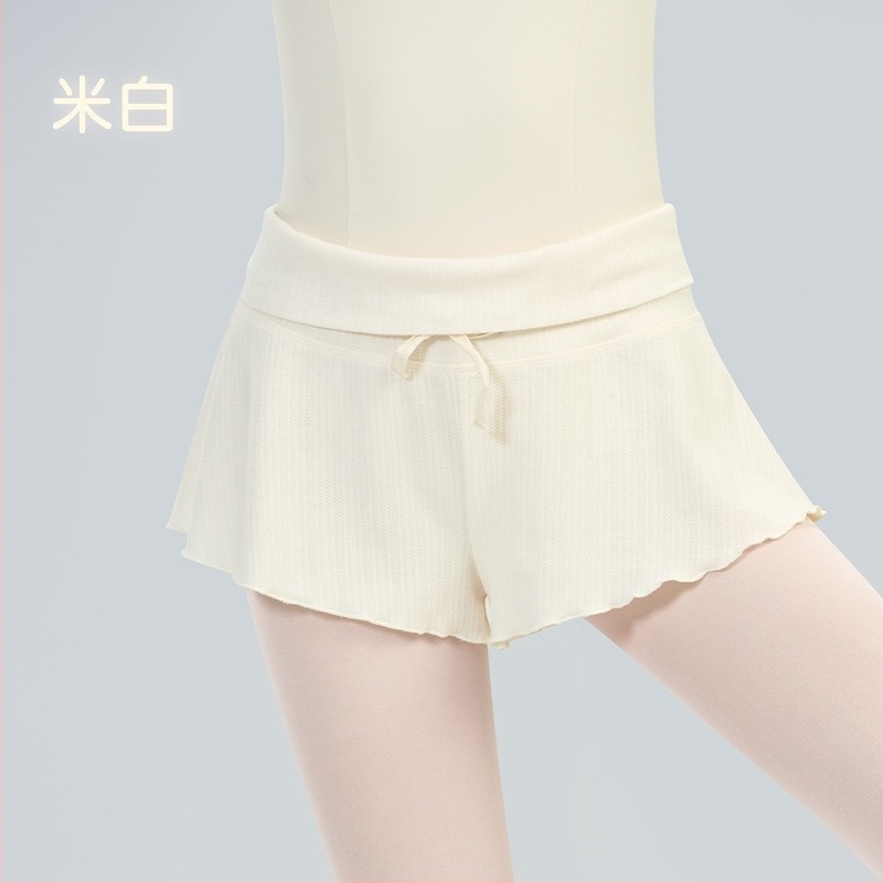 Șorturi de balet pentru adulți, cu fustă-pantalon din plasă, talie înaltă, șnur, pentru antrenamente de balet, 100% poliester