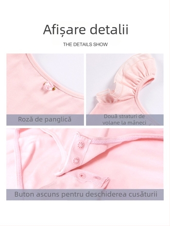 Rochie de dans pentru copii, vară, tutu balet pentru antrenament, 95% bumbac, țesătură moale tratată, stil drăguț