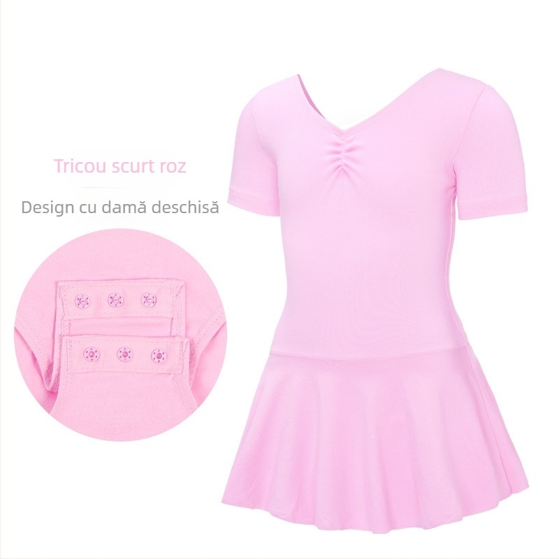 Costum de balet pentru copii, salopetă cu mânecă lungă pentru reprezentații și antrenamente, țesătură bumbac-elastan, 95% bumbac, stil prințesă