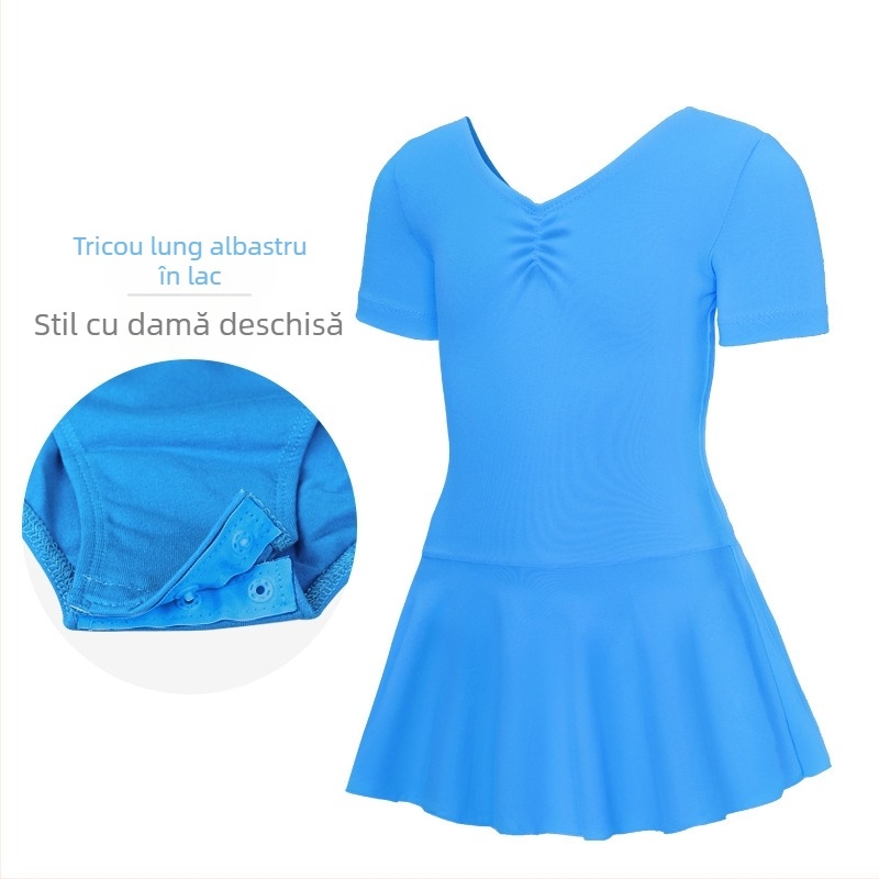 Costum de balet pentru copii, salopetă cu mânecă lungă pentru reprezentații și antrenamente, țesătură bumbac-elastan, 95% bumbac, stil prințesă