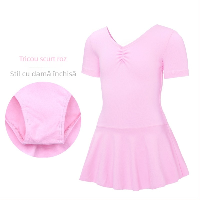 Costum de balet pentru copii, salopetă cu mânecă lungă pentru reprezentații și antrenamente, țesătură bumbac-elastan, 95% bumbac, stil prințesă