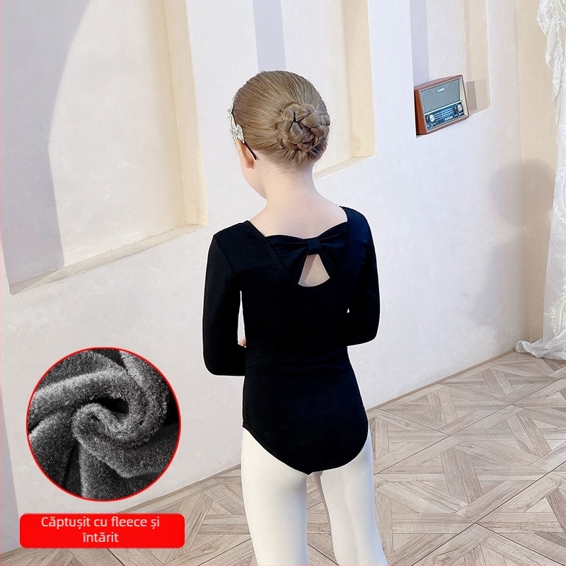 Set de antrenament pentru balet copii, mâneci lungi, toamnă, 95% bumbac, design cu două piese