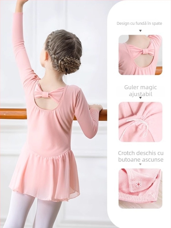 Rochie balet pentru copii cu tutu, costum din bumbac 95%, pentru vârsta 3–8 ani, primăvară 2024
