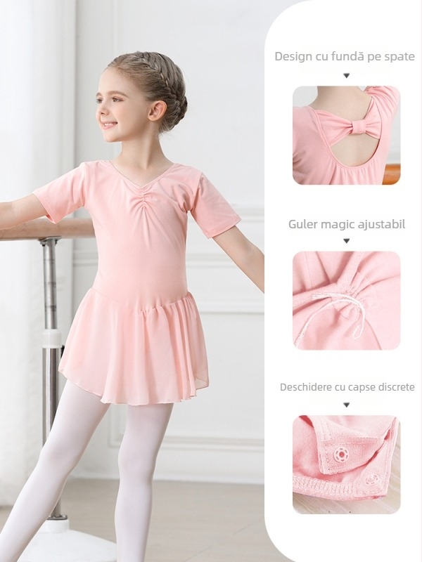 Rochie balet pentru copii cu tutu, costum din bumbac 95%, pentru vârsta 3–8 ani, primăvară 2024