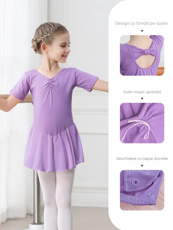 Rochie balet pentru copii cu tutu, costum din bumbac 95%, pentru vârsta 3–8 ani, primăvară 2024
