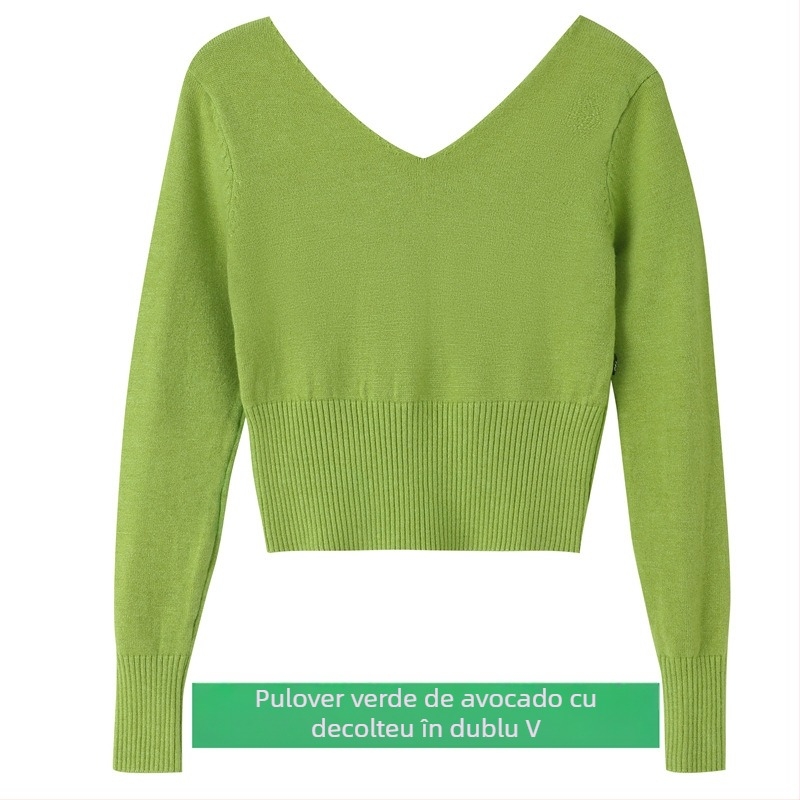 Pulover pentru copii pentru balet, din fir cu nucleu 100% blană de iepure, guler în V dublu, finisaj moale, în stil coreean, pentru fete 3–8 ani.