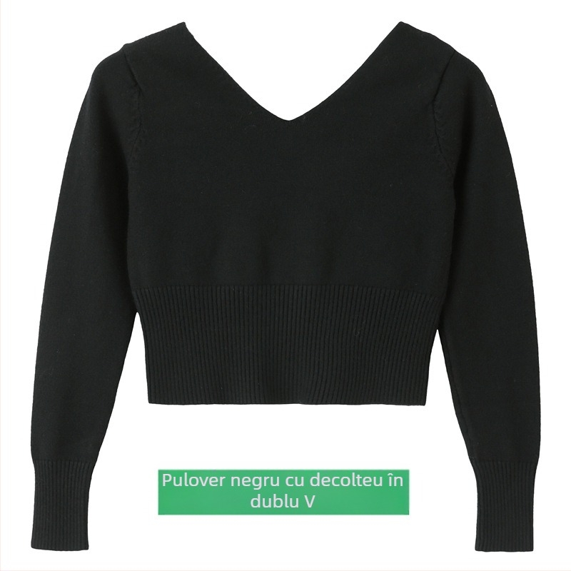 Pulover pentru copii pentru balet, din fir cu nucleu 100% blană de iepure, guler în V dublu, finisaj moale, în stil coreean, pentru fete 3–8 ani.