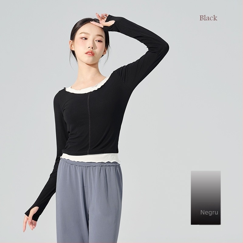 Top de antrenament pentru dans modern, femei, toamnă, adult, modal viscose 94%, balet și mișcare în dans.