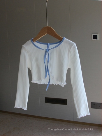 Jachetă tricotată pentru copii, balet pentru fete - bumbac moale cu elastan (95% bumbac, 5% elastan), mâneci lungi, spălare enzimatică, pentru practică de dans, iarna 2025