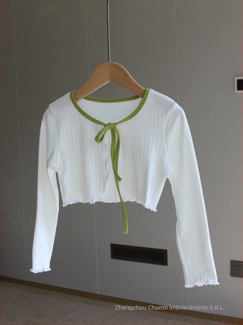 Jachetă tricotată pentru copii, balet pentru fete - bumbac moale cu elastan (95% bumbac, 5% elastan), mâneci lungi, spălare enzimatică, pentru practică de dans, iarna 2025