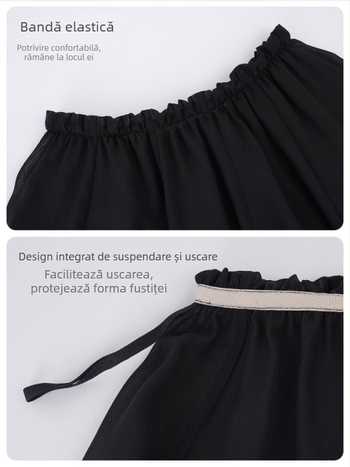 Fustă de balet pentru adulți – fustă midi din sifon, talie elastică, căptușeală poliester, potrivită pentru balet și dans modern (șifon midi, talie elastică, căptușeală poliester, 100% poliester)