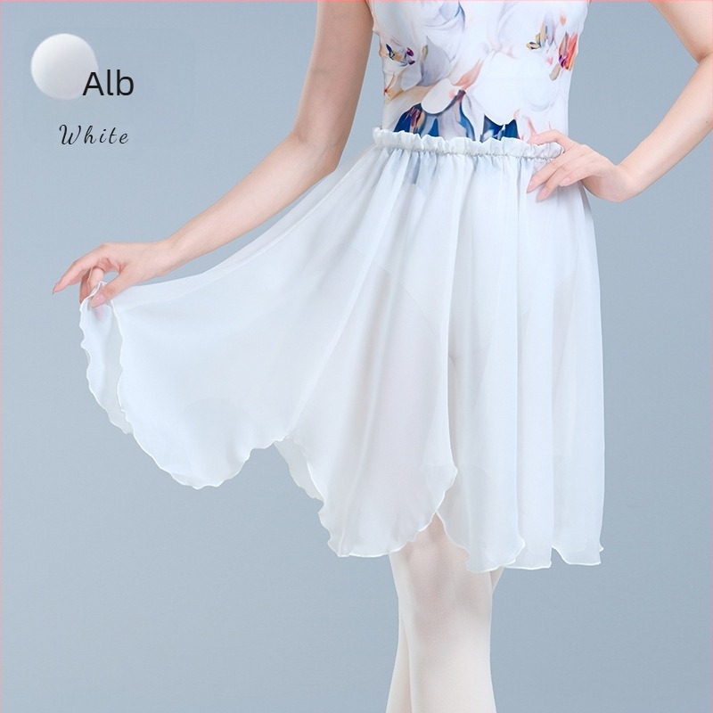 Fustă de balet pentru adulți – fustă midi din sifon, talie elastică, căptușeală poliester, potrivită pentru balet și dans modern (șifon midi, talie elastică, căptușeală poliester, 100% poliester)