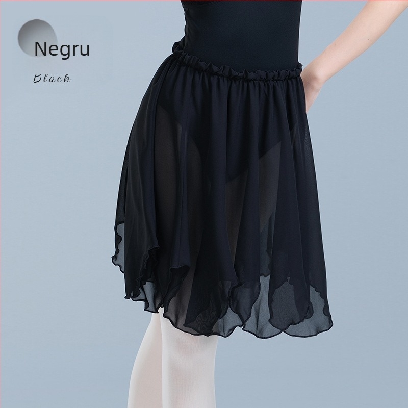 Fustă de balet pentru adulți – fustă midi din sifon, talie elastică, căptușeală poliester, potrivită pentru balet și dans modern (șifon midi, talie elastică, căptușeală poliester, 100% poliester)