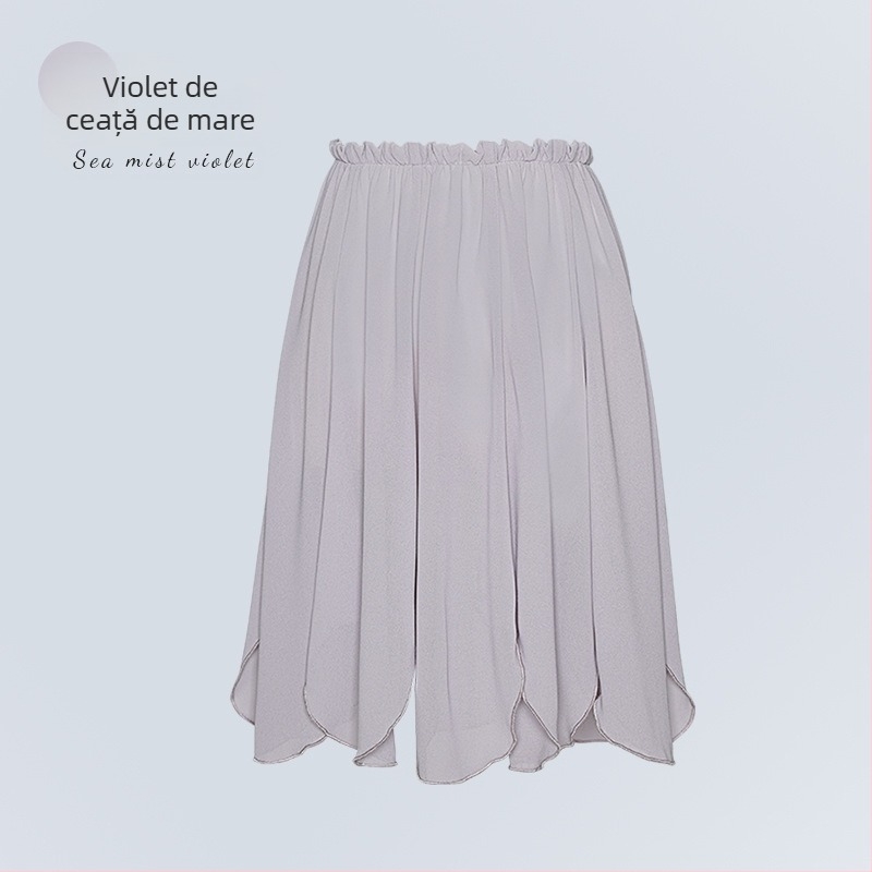 Fustă de balet pentru adulți – fustă midi din sifon, talie elastică, căptușeală poliester, potrivită pentru balet și dans modern (șifon midi, talie elastică, căptușeală poliester, 100% poliester)