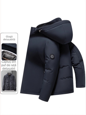 Woodpecker jachetă de iarnă pentru bărbați, cu căptușe detașabilă – groasă, rezistentă la vânt, puf de gâscă alb 86-90%, material exterior poliester