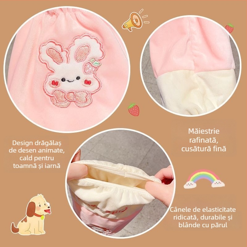 Protecții pentru mâneci pentru geacă cu puf – model desen animat, anti-murdărire, țesătură cu relief (embosată), pentru copii 3–13 ani, iarnă-primăvară-toamnă