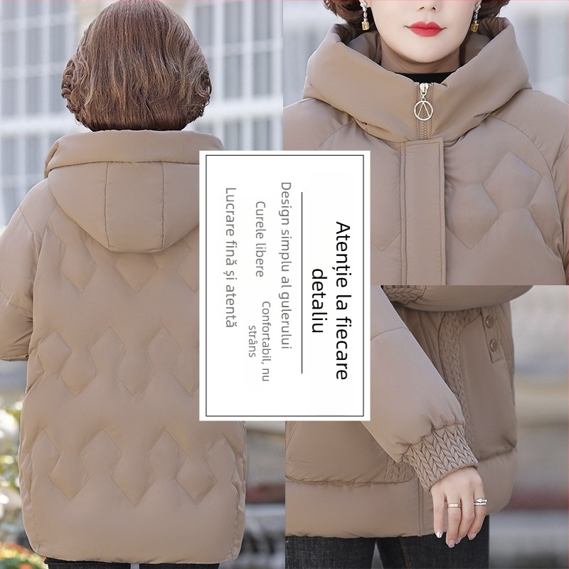 Palton de iarnă cu umplutură de bumbac, căptușit cu fleece, glugă, fermoar, lungime medie (50–65 cm), țesătură din poliester (>95%)