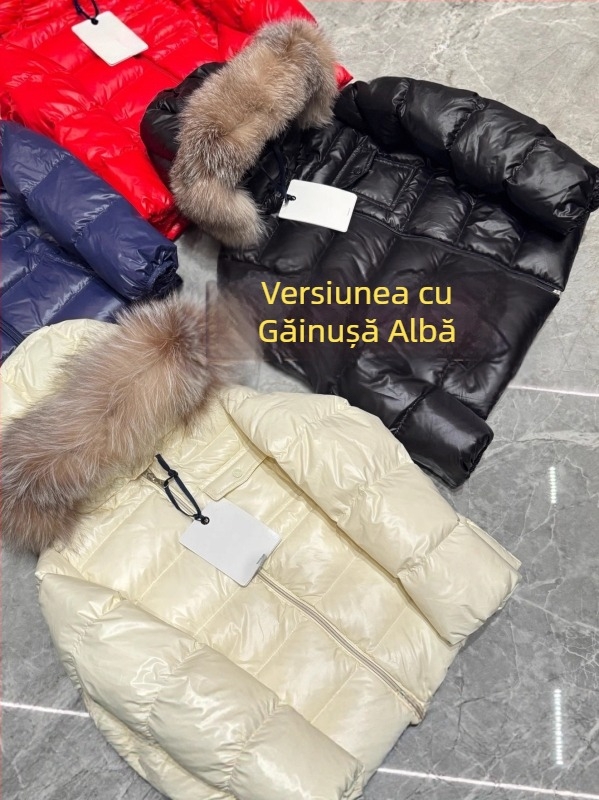 Jachetă de iarnă pentru copii, stil korean, cu glugă detașabilă, umplutură din puf de gâscă alb, 91–94% puf, croială scurtă, lejeră