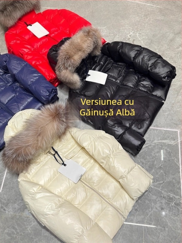 Jachetă de iarnă pentru copii, stil korean, cu glugă detașabilă, umplutură din puf de gâscă alb, 91–94% puf, croială scurtă, lejeră