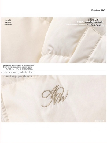 Jachetă de puf cu umplutură din păr de rață, glugă cu guler din blană sintetică, fermoar, conținut de puf 51–55%