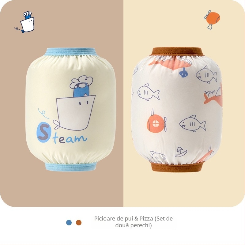 Manșete impermeabile pentru copii cu imprimeu cartoon, material nylon, stil coreean, pentru 1–8 ani, două perechi