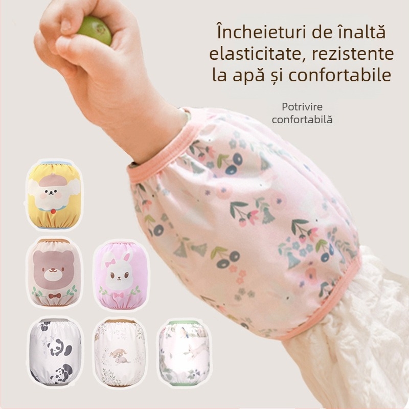 Protecții pentru mâneci copii – impermeabile, toamnă-iarnă, 1–3 ani, poliester, imprimeu desen animat