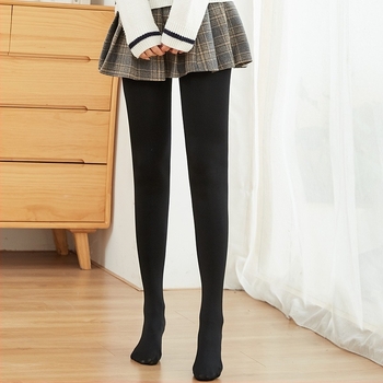 Colanți pentru femei, dintr-o singură bucată, căptușiți cu fleece, groși, nailon imitatie, model solid, lungime integrală