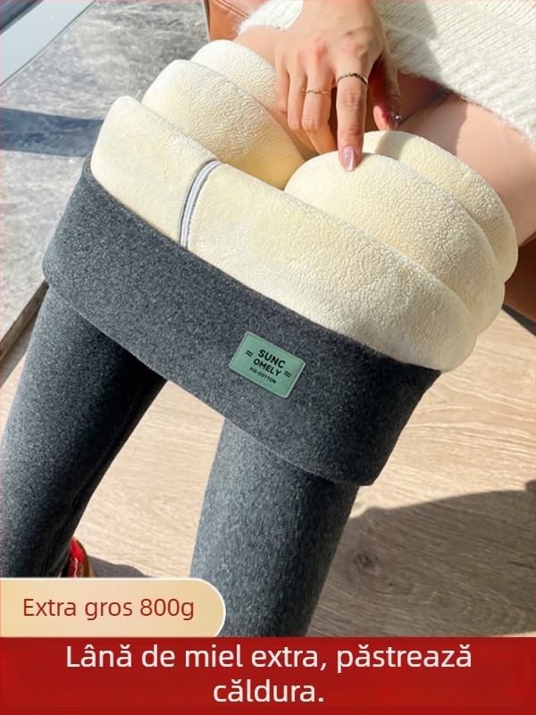 Colanți termici căptușiți cu fleece pentru femei, 800 g ultra-groși, țesătură poliester-elastan, elasticitate înaltă, iarnă 2025