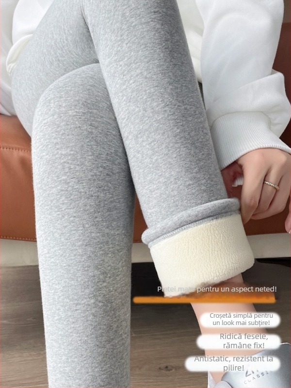 Colanți termici căptușiți cu fleece pentru femei, 800 g ultra-groși, țesătură poliester-elastan, elasticitate înaltă, iarnă 2025