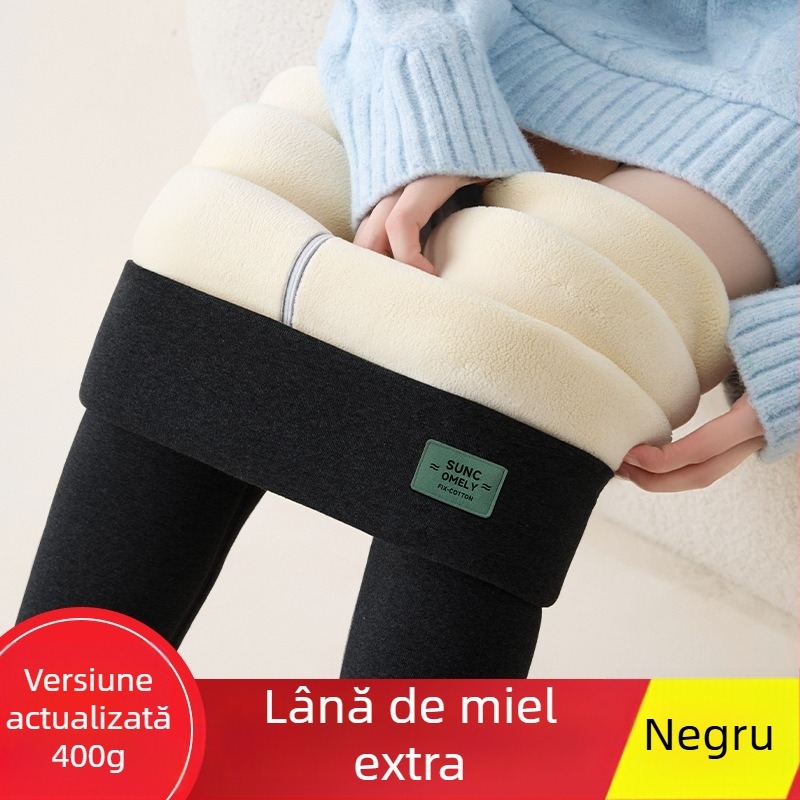Colanți termici căptușiți cu fleece pentru femei, 800 g ultra-groși, țesătură poliester-elastan, elasticitate înaltă, iarnă 2025