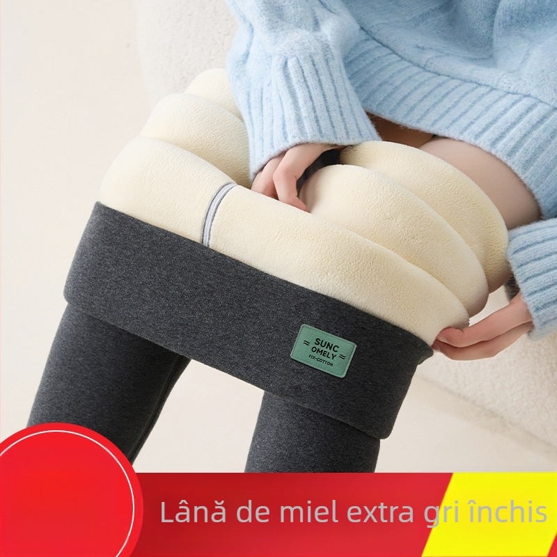 Colanți termici căptușiți cu fleece pentru femei, 800 g ultra-groși, țesătură poliester-elastan, elasticitate înaltă, iarnă 2025