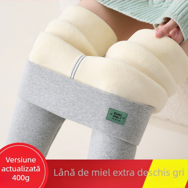 Colanți termici căptușiți cu fleece pentru femei, 800 g ultra-groși, țesătură poliester-elastan, elasticitate înaltă, iarnă 2025