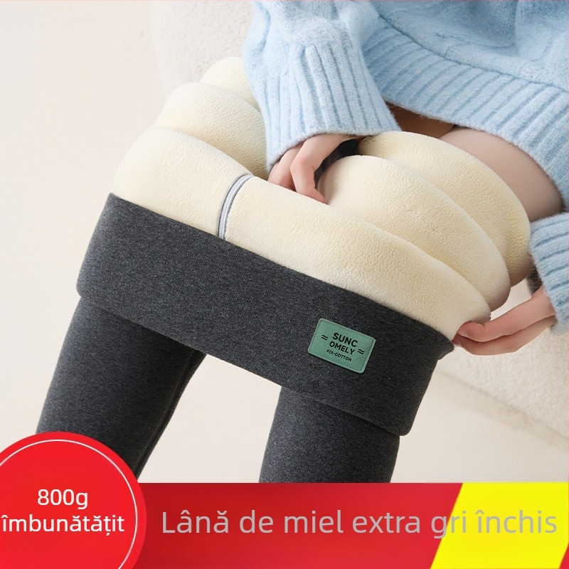 Colanți termici căptușiți cu fleece pentru femei, 800 g ultra-groși, țesătură poliester-elastan, elasticitate înaltă, iarnă 2025