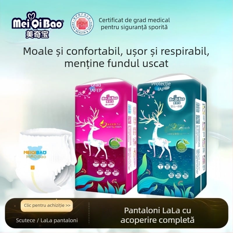 Meiqibao Pantaloni All-In-One Lace-Up, medical grade pull-up pentru bebeluși, 5–40 kg, set de 6 cutii