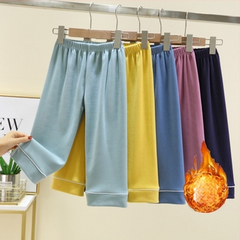 Pantaloni largi pentru copii, cu căptușeală de fleece, unisex, material De Velvet, 89% acrilic, pentru iarnă, vârsta 3–8 ani